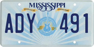 MS license plate ADY491