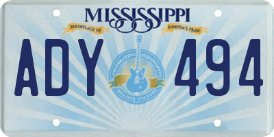 MS license plate ADY494