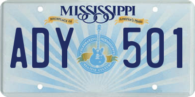 MS license plate ADY501