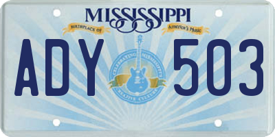MS license plate ADY503
