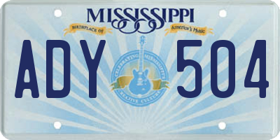 MS license plate ADY504