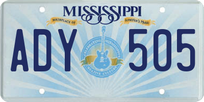 MS license plate ADY505