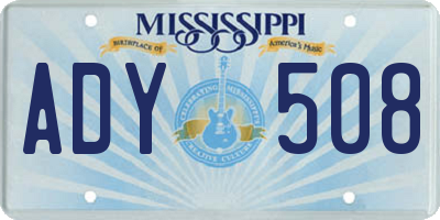 MS license plate ADY508