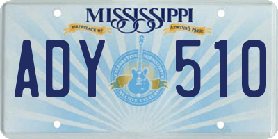 MS license plate ADY510