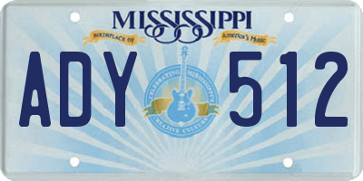 MS license plate ADY512