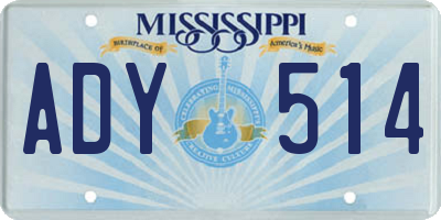 MS license plate ADY514