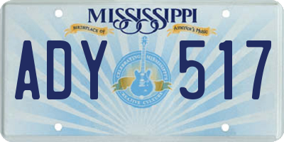 MS license plate ADY517