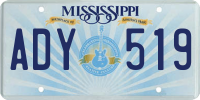 MS license plate ADY519