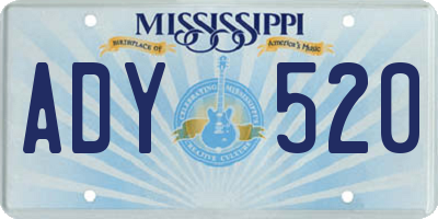 MS license plate ADY520