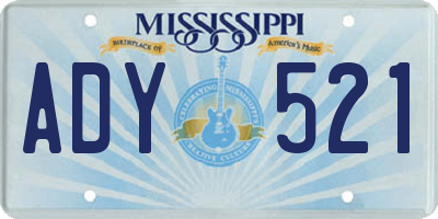 MS license plate ADY521
