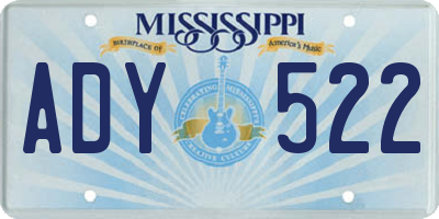 MS license plate ADY522