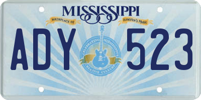 MS license plate ADY523