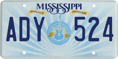 MS license plate ADY524