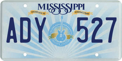 MS license plate ADY527