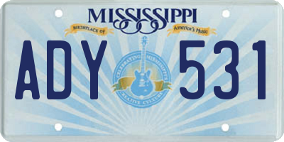 MS license plate ADY531