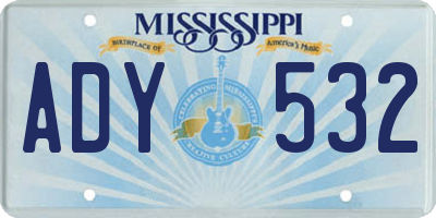 MS license plate ADY532