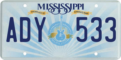 MS license plate ADY533
