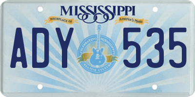 MS license plate ADY535