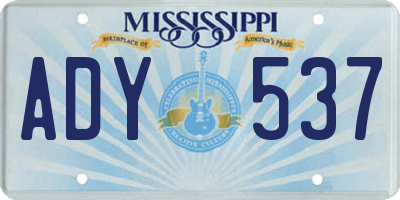 MS license plate ADY537