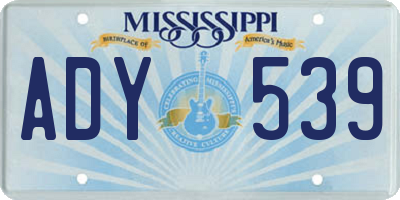 MS license plate ADY539