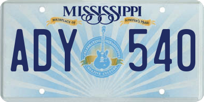 MS license plate ADY540