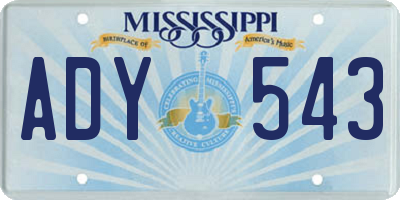 MS license plate ADY543