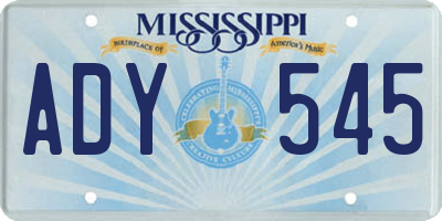 MS license plate ADY545