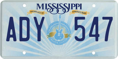 MS license plate ADY547