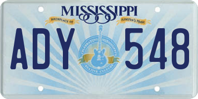 MS license plate ADY548
