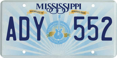 MS license plate ADY552