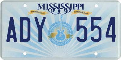 MS license plate ADY554