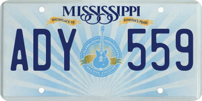 MS license plate ADY559