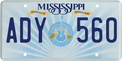 MS license plate ADY560