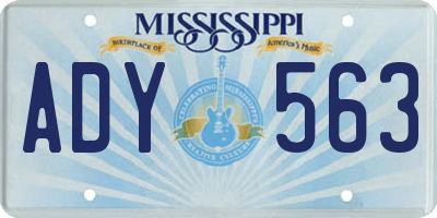 MS license plate ADY563
