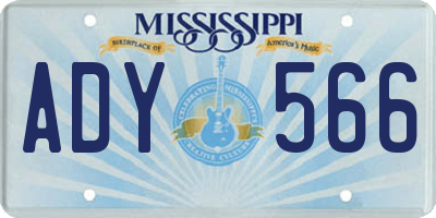 MS license plate ADY566