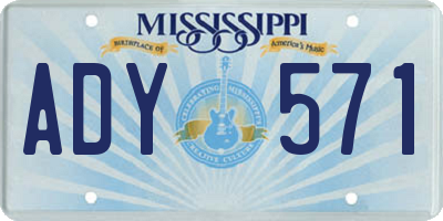 MS license plate ADY571