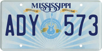MS license plate ADY573