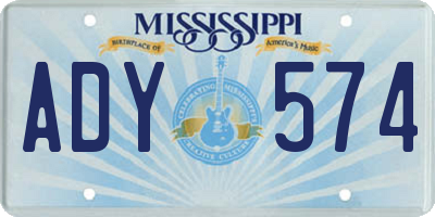 MS license plate ADY574