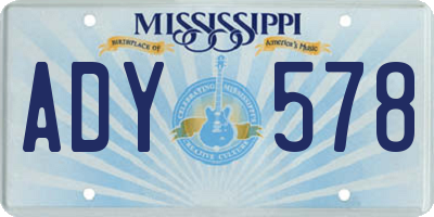 MS license plate ADY578