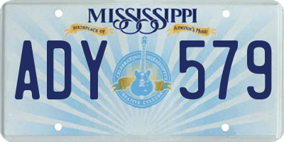 MS license plate ADY579