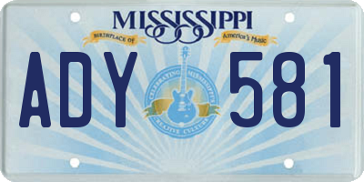 MS license plate ADY581