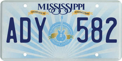 MS license plate ADY582