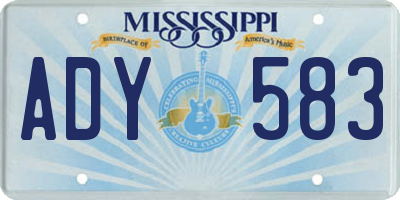 MS license plate ADY583