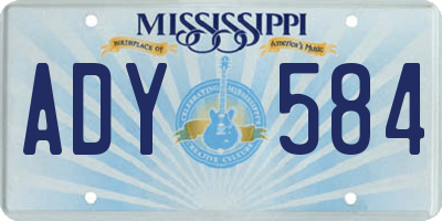 MS license plate ADY584