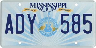 MS license plate ADY585