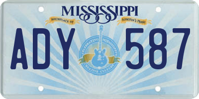 MS license plate ADY587