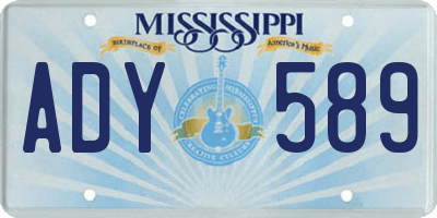 MS license plate ADY589