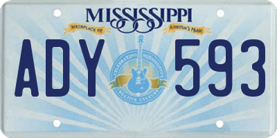 MS license plate ADY593