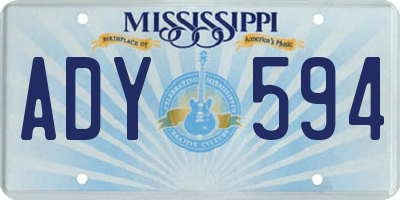 MS license plate ADY594