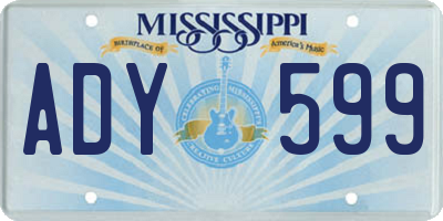MS license plate ADY599